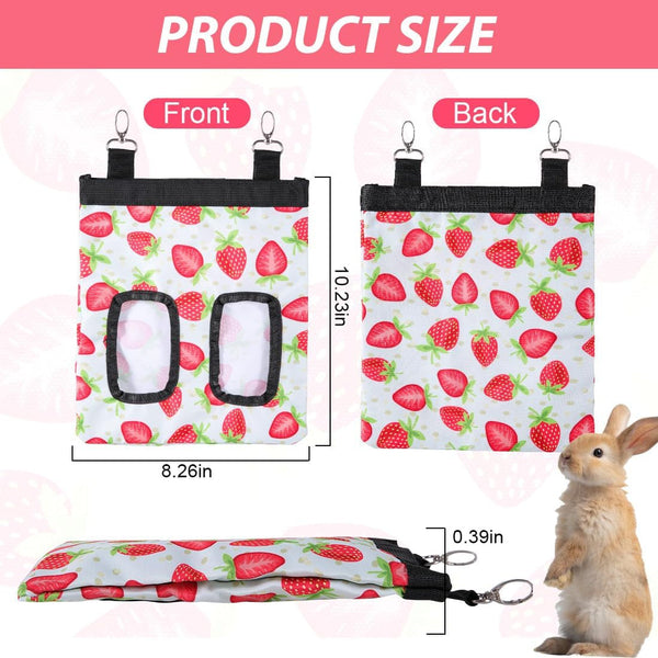 DZWLKJ Guinea Pig Hay Feeder, 2 Pack, 11 X 9 X 1 Inches, Rabbit Hay Feeder Bag, Stainless Steel, 600D Oxford, Watermelon and Strawberry5
