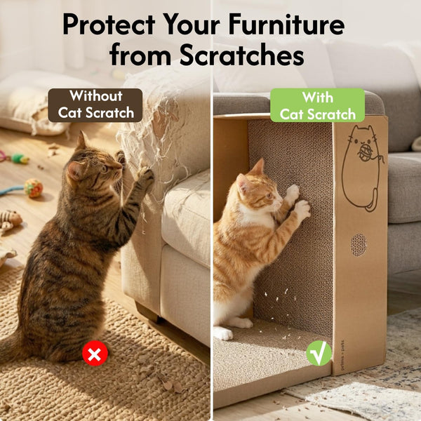 Primepets Cardboard Cat Scratcher Box XL, 5 Pack Pads, Indoor Cats Bed | 17X13X5 Size, Reversible Pads, Smart Hole Design, Catnip Included, Low Mess, Furniture Protection, Multi-Cat Friendly3