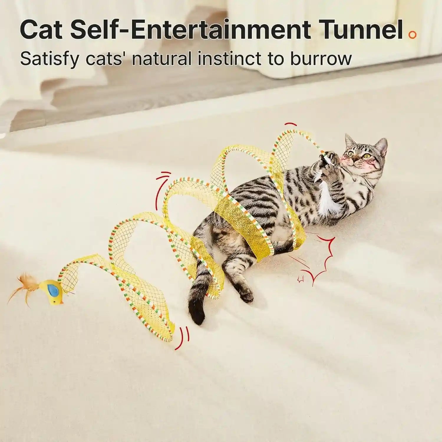 potaroma-spiral-tunnel-cat-toy-self-play-collapsible-spring-kitten-tunnel-for-indoor-cats-with-feather-and-bell-20-inches-unfolded