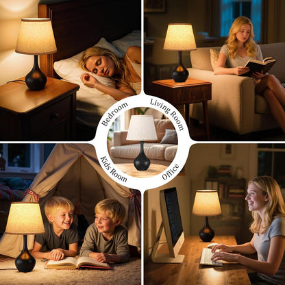 16.1" Touch Table Lamp for Nightstand, 3 Way Dimmable Small Bedroom Lamp | Touch Control, Bulb Included, Black Bedside Lamps for Desk, Night Stands, Living Room, End Table, Corded6