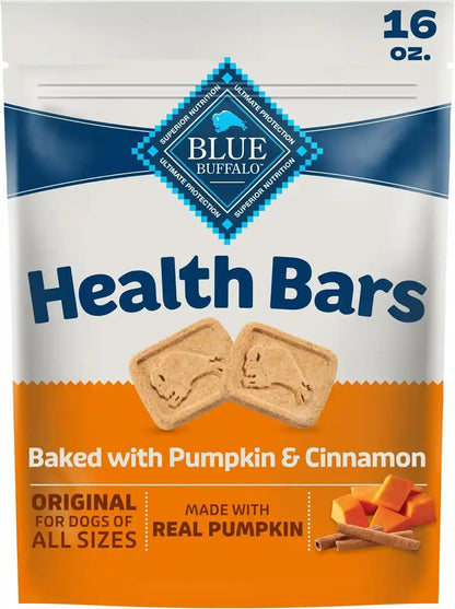 Blue Buffalo Health Bars Pumpkin & Cinnamon Crunchy Dog Biscuits, Oven-Baked with Pumpkin & Natural Ingredients, Healthy Dog Treats with No Artificial Flavors or Preservatives, 16 Oz.1