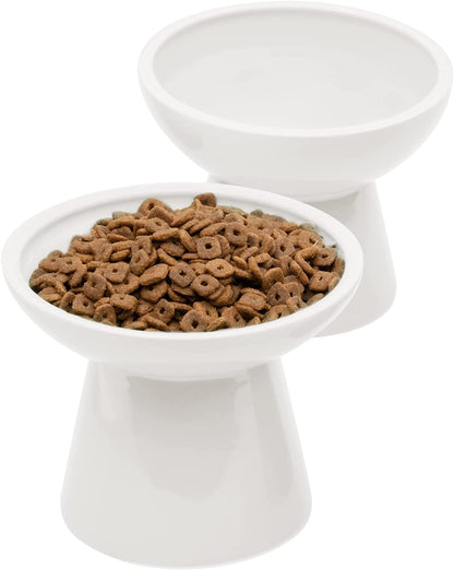 CEEFU 2-Pack Elevated Ceramic Cat Bowls Extra Wide for Food & Water | anti Vomiting, Whisker Friendly, Shallow Food Dish and Deep Water Bowl, Lead&Cadmium-Free, Raised Height for Cats, Sage Green14
