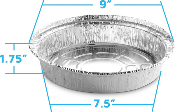 9” round Aluminum Foil Pans with Clear Lids | Disposable Containers with Straight Walls for Storing, Baking, Meal Prep & Reheating | Freezer & Oven Safe, Recyclable | 40 Pack of Tins6