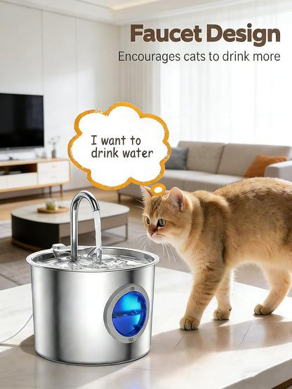 Cat Water Fountain Advanced 304 Stainless Steel 2.2L/74Oz with Detachable Tank, Easy to Clean, Automatic Pet Fountain Quiet Cats Water Dispenser, Perfect for Cats Dogs Indoor3
