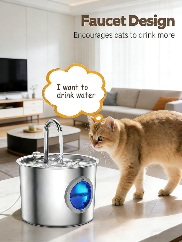 Cat Water Fountain Advanced 304 Stainless Steel 2.2L/74Oz with Detachable Tank, Easy to Clean, Automatic Pet Fountain Quiet Cats Water Dispenser, Perfect for Cats Dogs Indoor3