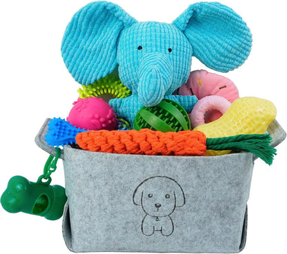 MRSOHRET 20Pcs Puppy Chew Toys for Teething, Dog Chew Toys with Rope Toy, Pet Dog Toothbrush, Treat Balls, Plush Toys and Squeaky Toys for Small Medium Dogs with Basket to Keep Them Busy7