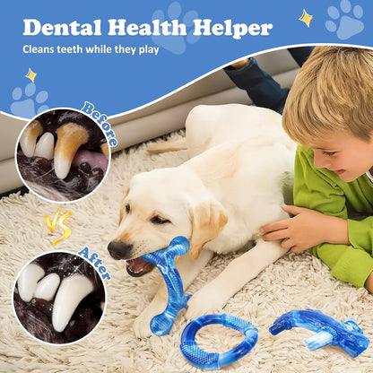 Furdog 3Pack Dog Toys for Aggressive Chewers Dog Chew Toy Tough Dog Toys to Keep Them Busy Bacon Flavor Teething Chew Toys & Dental Health for Large Medium Small Breeds (Blue)6