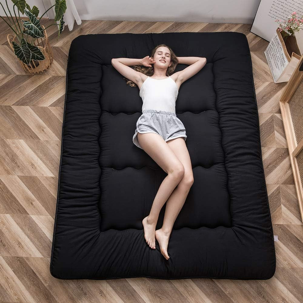 japanese-floor-mattress-4-thick-full-size-foldable-futon-mattress-sleeping-pad-foldable-roll-up-mat-boys-girls-dormitory-pad-kids-floor-lounger-black