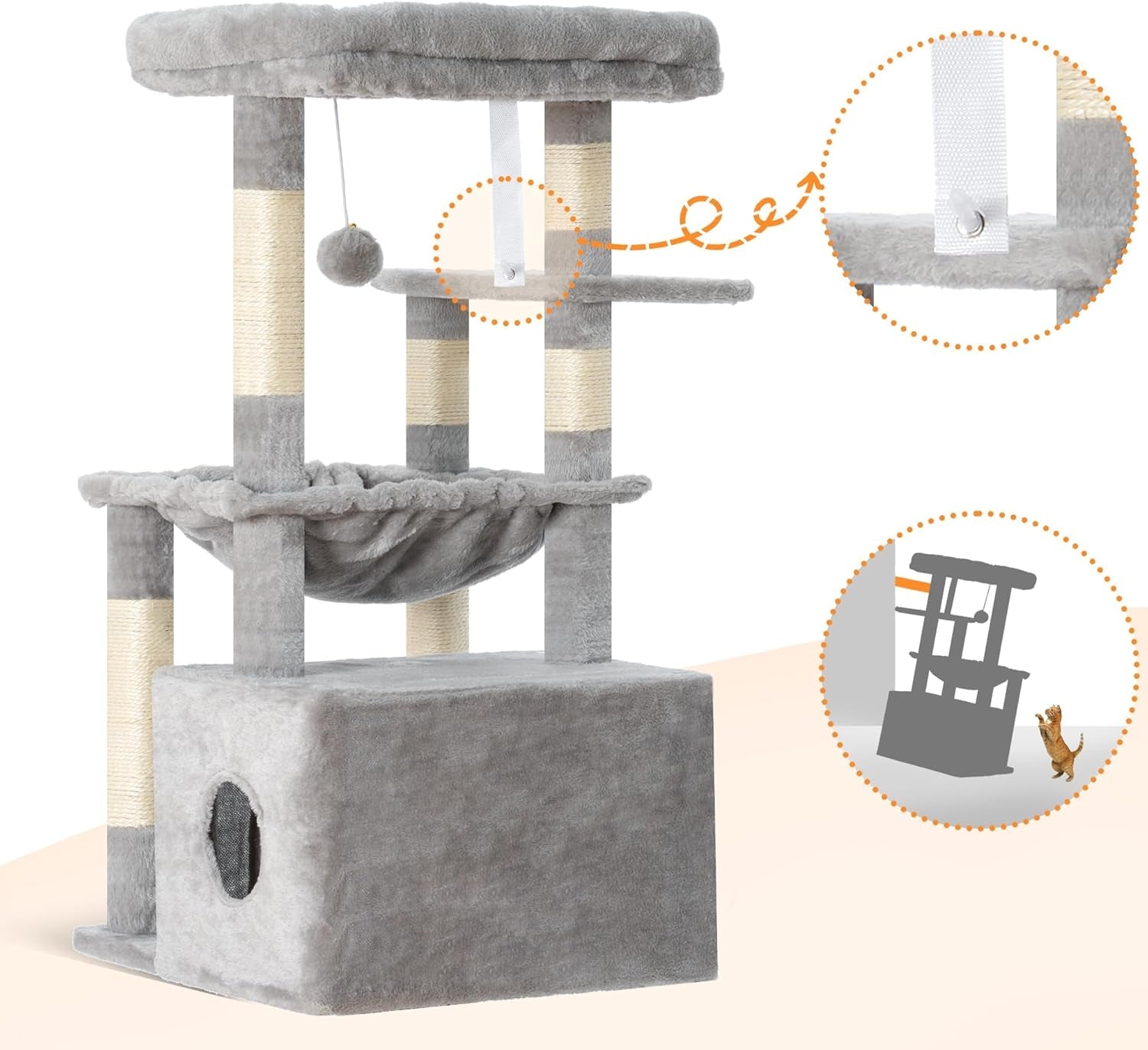 heybly-cat-tree-kitten-tower-with-large-soft-cat-basket-cat-condo-with-spacious-cat-bed-cave-with-hidden-space-sisal-covered-scratching-posts-dangling-ball-for-indoor-cats-light-gray-hct008sw