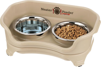 Neater Feeder Express Mess Proof Dog Bowls Elevated for Small Breeds under 15 Lb, Made in USA, No Spill Raised Dog Food Bowl Stand, Stainless Steel Food and Water Bowl Set, Feeding Station, Cappuccino24