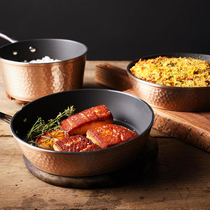 Ceramic Pots and Pans for Cooking - 10 Piece Cookware Set with Glass Lids, Rose Hammered Design, Elegant, Lightweight & Durable Non Stick Pans for All Stove Top Designs, Oven Use up to 500°F6