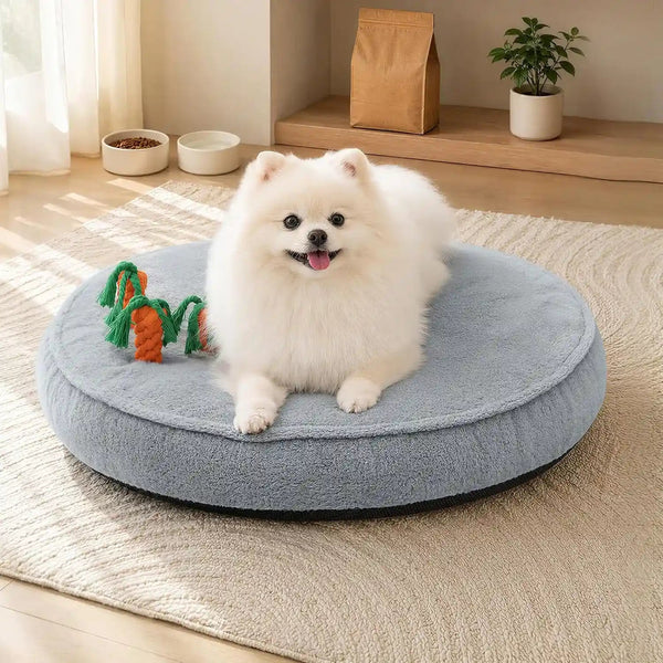 KSIIA Puppy Bed for Small Dogs, 28 Inch Washable Calming Plush round Dog Bed with Carrot Chew Toy, Orthopedic Support, Anti-Anxiety & Non-Slip Base for Puppies & Cats, Green11