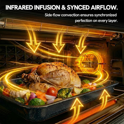 26.3 QT Non-Toxic Enamel Interior Air Fryer Toaster Oven Combo, 10-In-1 Convection Countertop Oven with Infrared Heating, Fits 12" Pizza & 6 Slice Toast, Easy Clean Enamel Baking Pan4