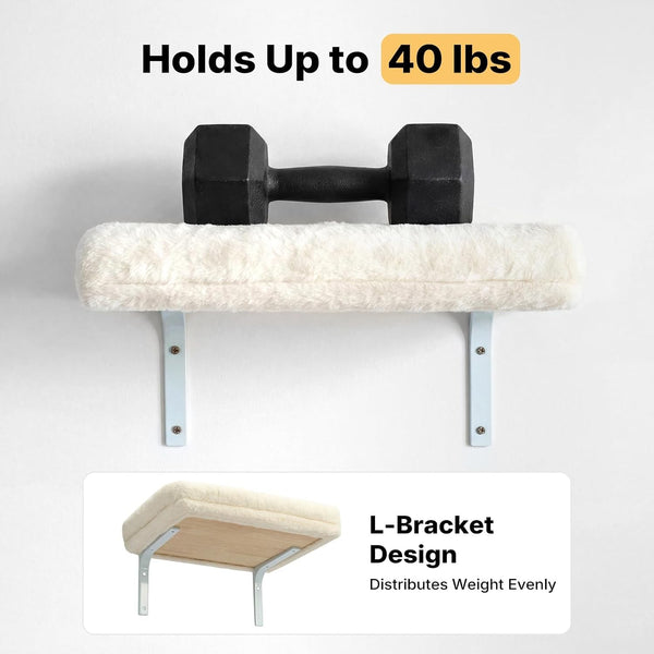 Veehoo Cat Wall Shelves for Large Cats, 2-Pack Cat Shelf for Climbing | 20.5"×15.7" Large Cat Wall Furniture with Soft Cushion Perch Bed, 40 Lbs Support, Fits 16 Inch Drywall4
