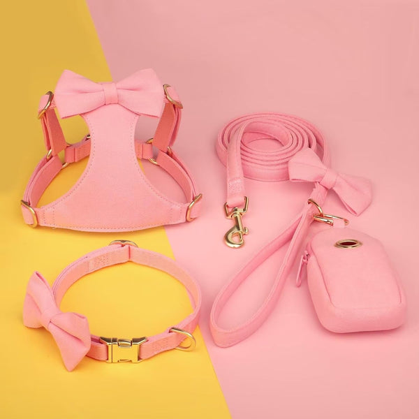Beirui Cute Small Dog Harness Collar and Leash Set, Pink,Xxs,Chest 12-14" | for Small Dogs Puppy, Three Detachable Bows, Adjustable Step-In Vest, Yorkshire, Chihuahua, for Daily Walking Holiday Outfits5