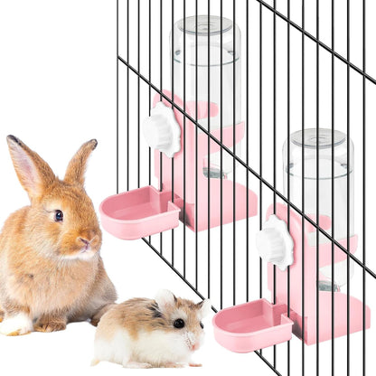 Kathson Rabbit Water Dispenser for Cage 17 Oz Hanging Guinea Pig Water Bottle No Drip Gravity Automatic Bunny Water Bottle No Leak Small Animal Water Bottle for Chinchilla Ferret Hamster（White）9