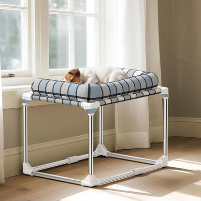 Bedside Cosleeper Dog Bed with Bloster, Height Elevated Pillow Bed Dog | Extension Attached to Human Bed for Dog Cat, Window Perch Bedside Lounge Elevated, Stainless Steel, Anti-Slip Feet6
