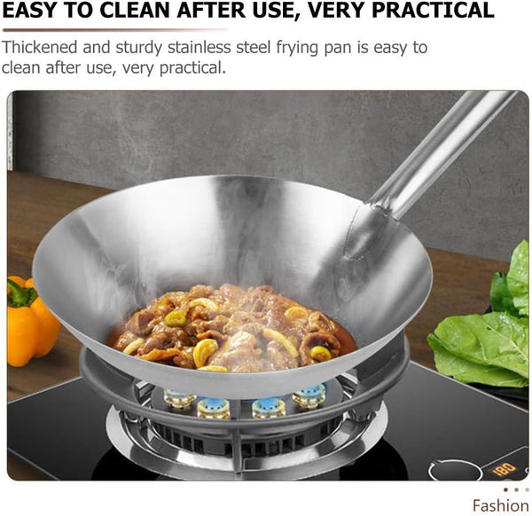 Heavy Duty Stainless Steel Wok Pan Handle 12-Inch round Bottom Cooking Pan for Induction Electric Gas Stoves Versatile Home Cookware Random Style6