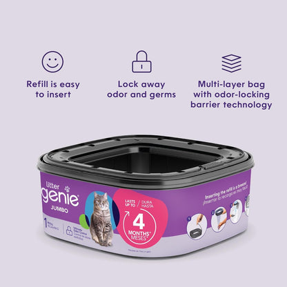 Litter Genie Refill Bags | Jumbo 2-Pack, 56 Total Ft | up to 8 Months of Supply in 2 Cartridges | Ultimate Odor Control Cat Litter Bags8