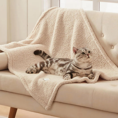 1 Pack 3 Calming Blankets Fluffy Premium Fleece Pet Blanket Soft Sherpa Throw for Dog Puppy Cat Beige Small (23" X16'') | Fluffy Throw Blanket Washeble for Crate Bed Couch Indoor. Cozy Pet Blanket, Puppy Essentials Dog Gift,Beige,Small7