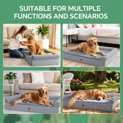 HOMBYS 7” Thickness Orthopedic Dog Bed for Large Giant Dogs, Double-Layer Memory Foam Waterproof Washable XXL Dog Sofa Bed with Bolster Headrest, Ultra-Supportive for Joint & Arthritis Relief6