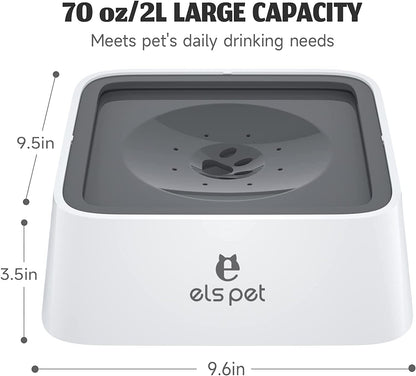 ELS PET Grey 70Oz 2L No Spill Dog Cat Bowl Carbon Filter Water Dispenser | 70Oz 2L, Floating Disk Slow Drink, Activated Carbon Filter, Dual Spill Proof, anti Slip, Dishwasher Safe, Medium Large Dogs7