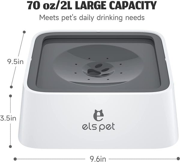 ELS PET Grey 70Oz 2L No Spill Dog Cat Bowl Carbon Filter Water Dispenser | 70Oz 2L, Floating Disk Slow Drink, Activated Carbon Filter, Dual Spill Proof, anti Slip, Dishwasher Safe, Medium Large Dogs7