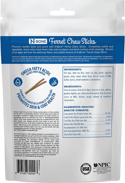 N-Bone Ferret Chew Sticks, Salmon Flavor, Natural Ferret Treats & Chew Treats, Tasty Snacks for Ferrets, 1.87 Oz2