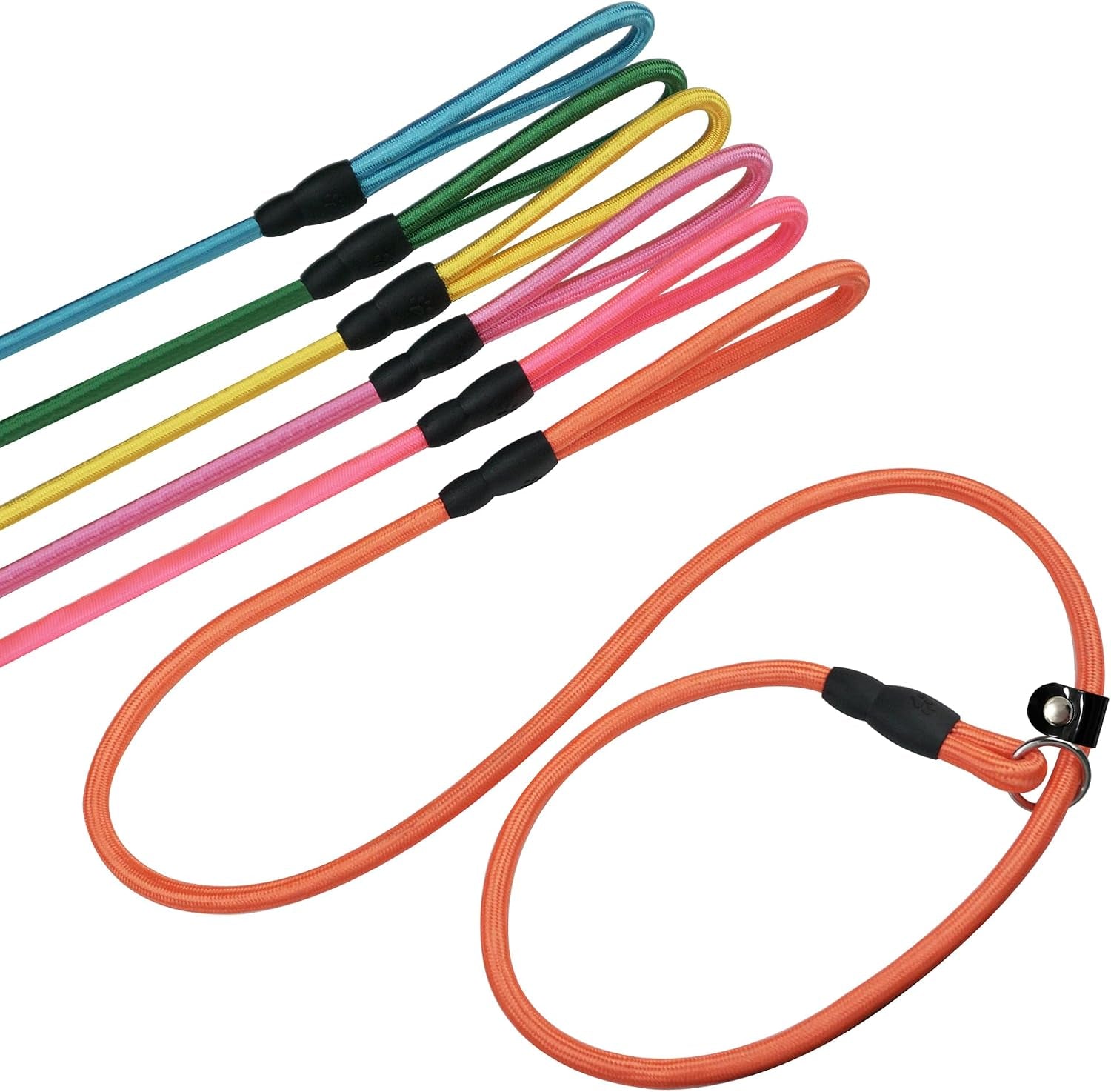 fovrlzse-nylon-dog-leash-5-pack-red-black-blue-brown-purple-4-6ft-training-leash-for-small-to-medium-dogs-10mm-braided-nylon-with-tpu-non-slip-buckle-daily-walking-puppy-training