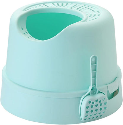 Dog Potty Training Toilet ﻿ Top Entry Cat Litter Box with Scoop Splash-Proof Multifunctional Toilet Base round Detachable Tray PP Material(C)7