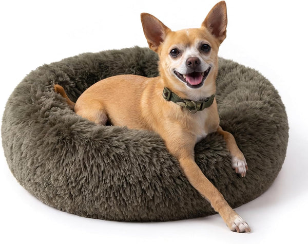 Small Calming Dogs Bed for Small Dogs Anti-Anxiety Machine Washable Fluffy Luxury Anti-Slip Waterproof Mute Base Warming Cozy Soft Pet Puppy round Bed56