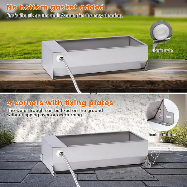Automatic Large Dog Water Bowl Dispenser Outdoor Stainless Steel Automatic Livestock Water Trough Large Capacity Auto Fill Dog Waterer with Float Valve, for Chicken Geese Duck Goat Pig6