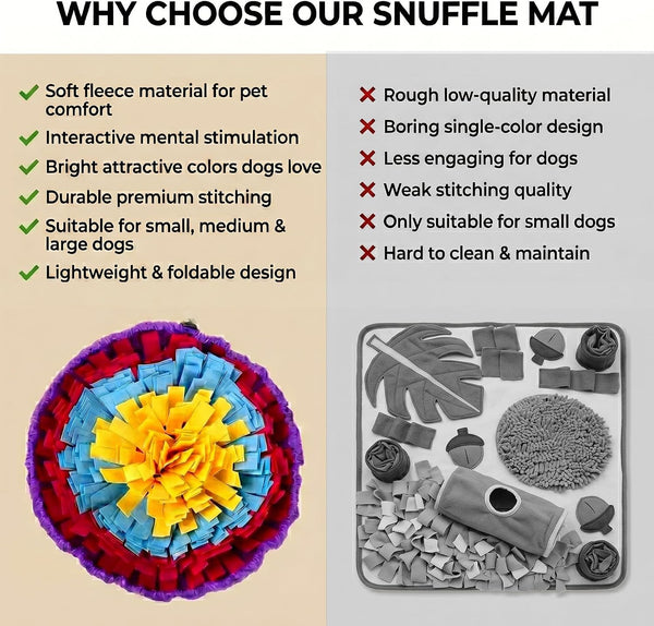 Snuffle Mat for Dogs, Multicolor Dog Enrichment Feeding Mat 19 Inch, Interactive Nose Work Sniff Mat for Dogs Puzzle Toy for Mental Stimulation, Slow Feeding and Anti-Boredom5