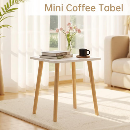 Small Side Table, Modern Wood Mini Coffee Table, Easy Assembly Compact End Table for Living Room Bedroom Sofa, Minimalist White Accent Furniture for Small Spaces2