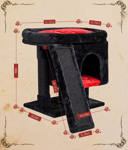 SYANDLVY Gothic Cat Tree with Coffin Bed for Indoor Cats, Cat Tower with Scratching Post, Modern Activity House for Large Cats, Condo with Board, Kittens Cave3