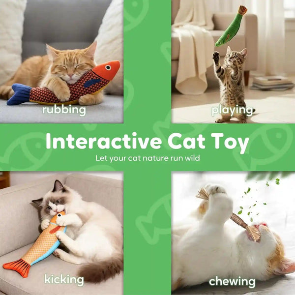 Catnip Toys Saury Fish, Cat & Kitten Chew Kicker Interactive Crinkle Toys for Bored Indoor Adult Cats & Kitten, Cat Gifts Teething Toys Soft and Durable for All Breeds4