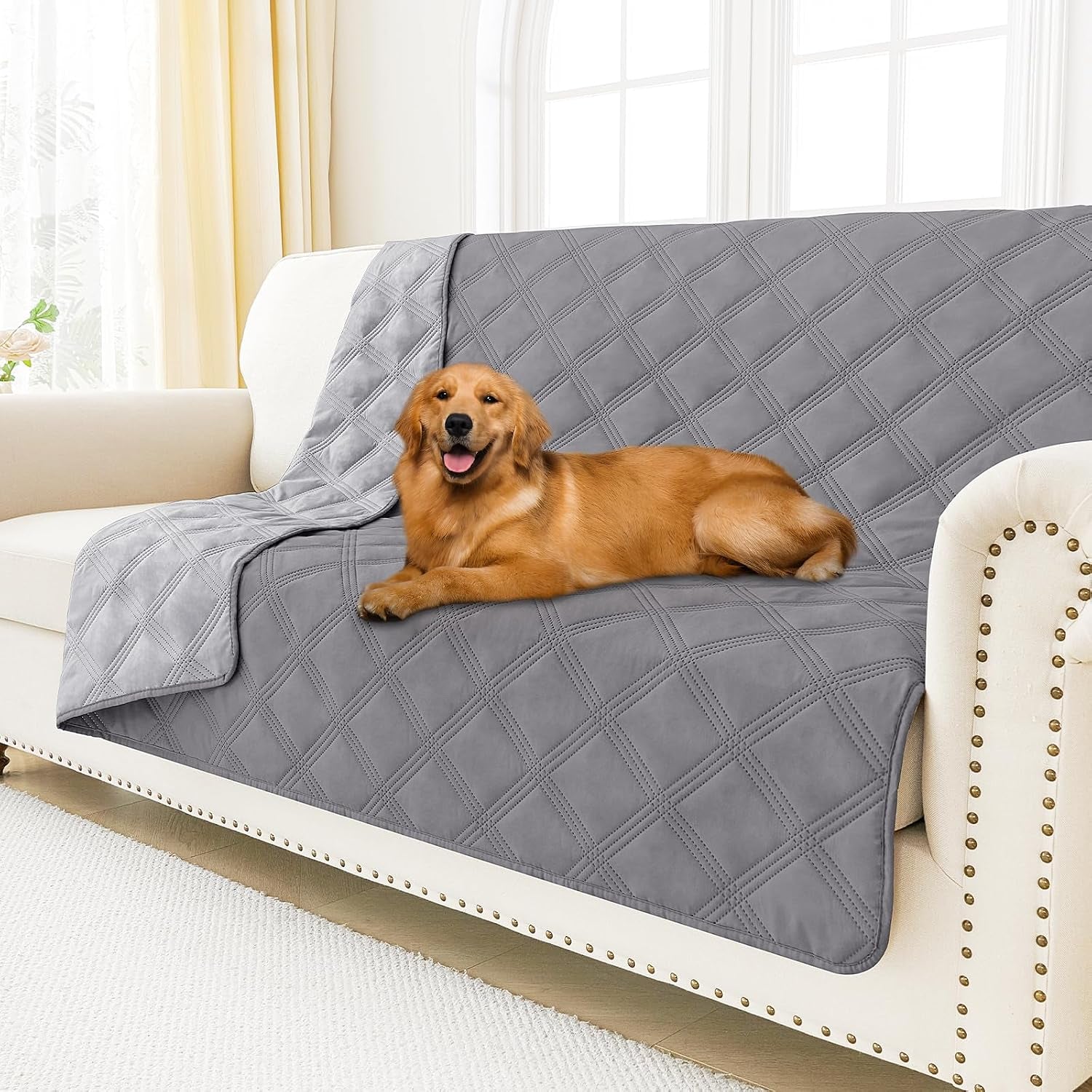 smiry-waterproof-dog-bed-cover-reversible-pet-blanket-for-sofa-couch-soft-washable-dog-blanket-leakproof-couch-cover-for-dogs-cats-furniture-protection-52x82-grey-dark-grey