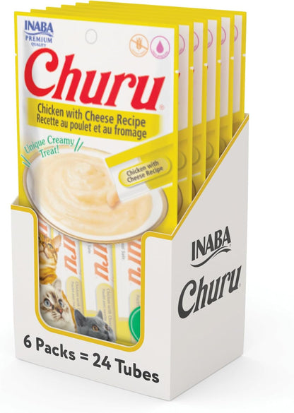 INABA Churu Cat Treats, Lickable, Squeezable Creamy Purée Cat Treat with Green Tea Extract & Taurine, 0.5 Ounces Each Tube, 24 Tubes (4 per Pack), Chicken Recipe11
