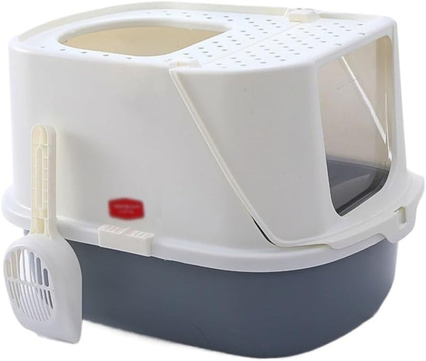 Pet Supplies, Cat Litter Box with Scoop,Enclosed Design for Large Cats, Easy Clean(Pink)8