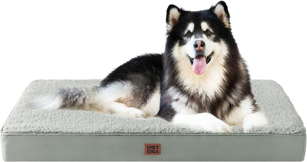 EHEYCIGA Orthopedic Dog Bed Large with Removable Washable Cover,Grey,41X27 | Egg Crate Foam Support,Durable Oxford Fabric,Non-Slip Bottom,Machine Washable,Soft Waterproof Plush Pet Bed Mat for Crate13