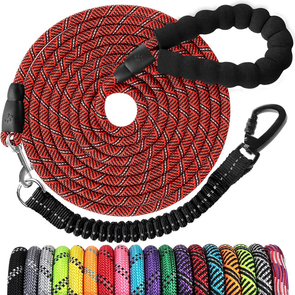 Long Dog Leash 15 FT: Heavy Duty Rope Leashes for Dogs Training with Swivel Lockable Hook Reflective Threads Bungee and Padded Handle - Dog Lead for Large Small Medium Dogs outside Walking Hiking22