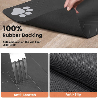 Pet Feeding Mat-Absorbent Pet Placemat for Food and Water Bowl, with Waterproof Rubber Backing, Quick Dry Water Dispenser Mat for Dog and Cat (20"X12", Striped Dark Gray)5