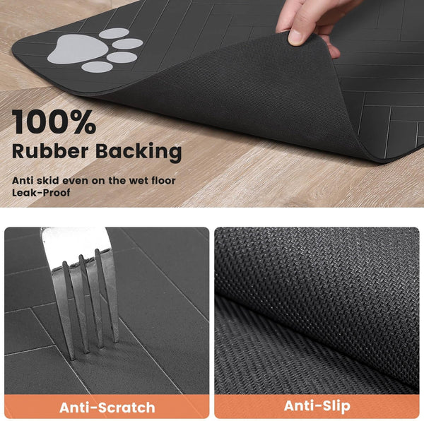 Pet Feeding Mat-Absorbent Pet Placemat for Food and Water Bowl, with Waterproof Rubber Backing, Quick Dry Water Dispenser Mat for Dog and Cat (20"X12", Striped Dark Gray)5