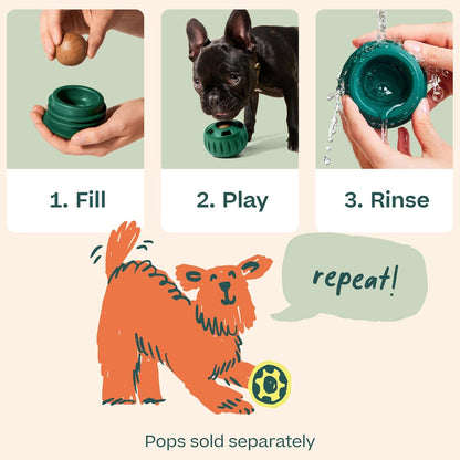WOOF Pupsicle Interactive Dog Ball Toy for Dogs 25-75 Lbs - Green | Long-Lasting Enrichment Toy for Medium/Large Dogs, Easy-Fill Design, Low-Mess Play, Made of Natural Rubber, Easy to Clean4