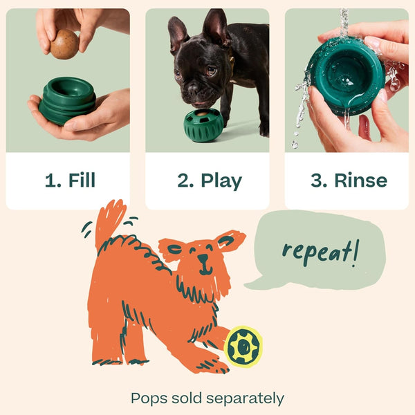 WOOF Pupsicle Interactive Dog Ball Toy for Dogs 25-75 Lbs - Green | Long-Lasting Enrichment Toy for Medium/Large Dogs, Easy-Fill Design, Low-Mess Play, Made of Natural Rubber, Easy to Clean4