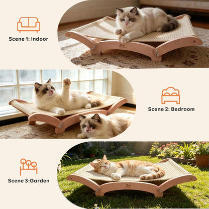 Extra-Large Sisal Cat Scratcher Bed for Indoor Cats, Cat Scratching Post with Hammock Nartural Sisal Scratch Pad for Large Cats Scratcher Lounge Chair, Wooden Cat Furniture (Nartural)6