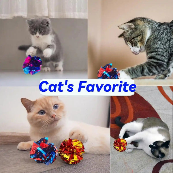 Cat Crinkle Ball Toys 10 Packs for Indoor Cats to Kill Time and Keep Fit, 2.3 Inch Colorful Mylar Crinkle Balls Attract Cats to Swat, Bite, Hunt, Interactive Toys for Cats and Kittens4