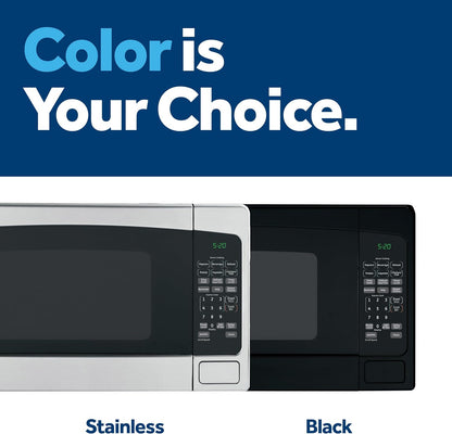 GE Countertop Microwave Oven,1, 200-Watt Capacity, 2.0 Cubic Ft., 8 Auto Setting Cooking Settings, Child-Lock Technology, Kitchen Essentials for the Countertop, Dorm Room or Apartment, Stainless Steel | Large Capacity, 8 Convenience Cook Settings, One-Touch Controls, Child Lock Technology, Glass Turntable6