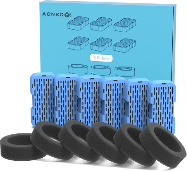 AONBOY Cat Water Fountain Filters, 12 Filters + 12 Cat Fountain Sponge, Suitable for AONBOY Pet Fountain S3-SC, Multiple Filtration, Isolates Floating Hairs and Gets Rid of Odors8