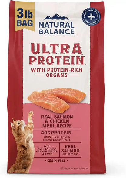 Natural Balance Ultra Protein Dry Cat Food, Real Salmon & Chicken Meal Recipe with Chicken Liver & Chicken Hearts - 10 Lbs.15